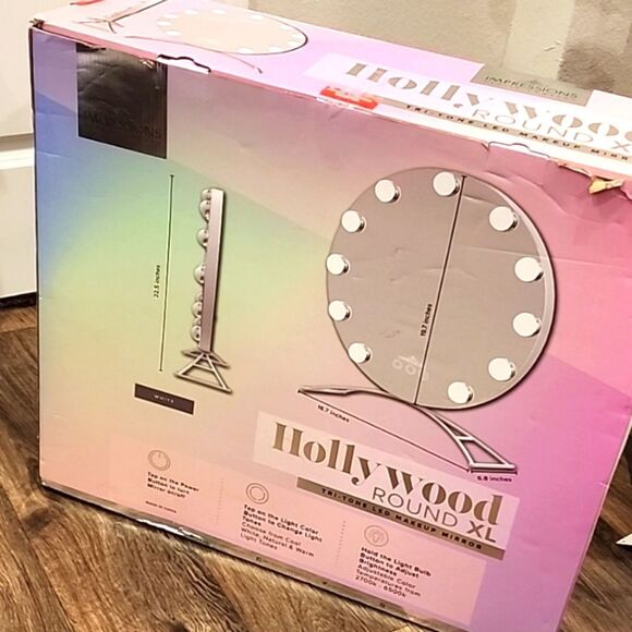 Impressions Hollywood Round XL Tri-Tone LED Makeup Mirror- White